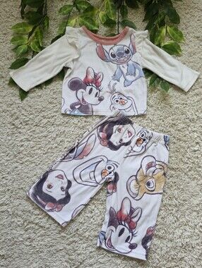 Baby Girl Disney Characters Fleece Pajama Set (9-12 Months)
